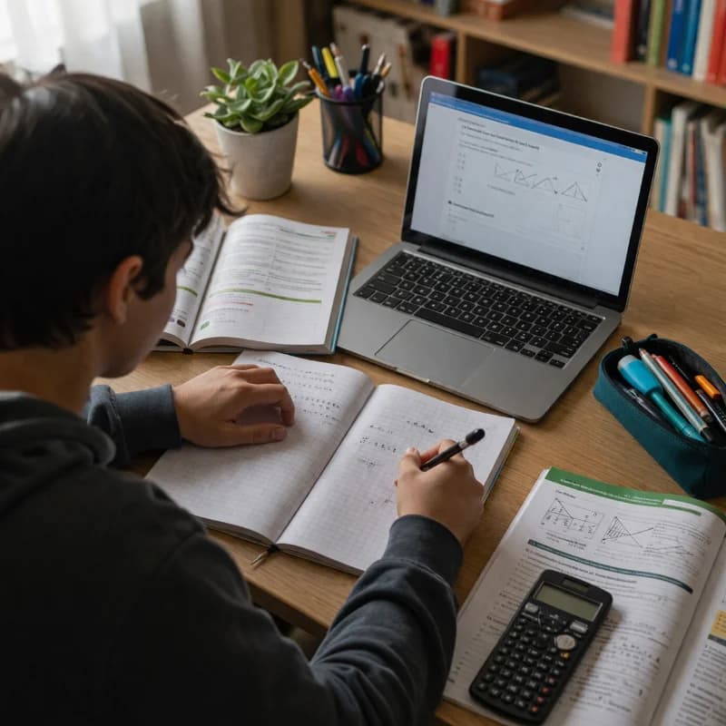 Studente che si prepara all’INVALSI terza media matematica al computer