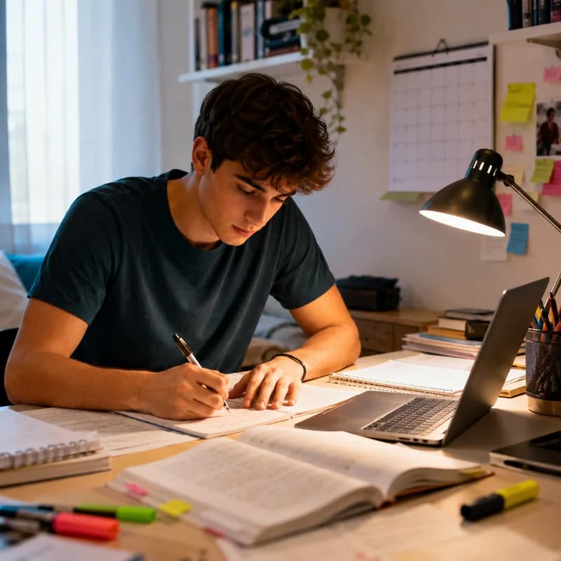 Studente durante il ripasso Maturità 2026
