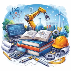 Come prepararsi al tolc-1, illustrazione di scrivania con libri e oggi di ingegneria