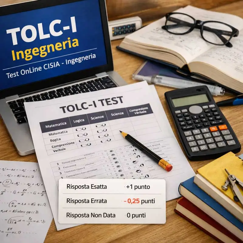 Materiali di studio per il TOLC-I di Ingegneria con simulazione del test, sezioni e sistema di punteggio