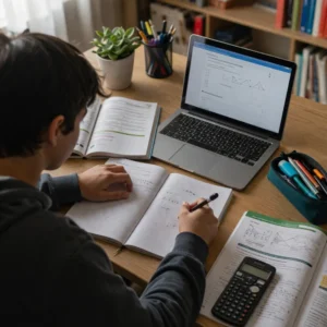 Studente che si prepara all’INVALSI terza media matematica al computer