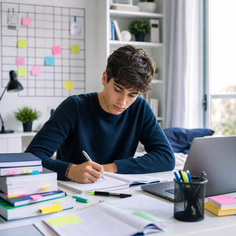 Studente che segue un piano di studio su come prepararsi alla Maturità 2026
