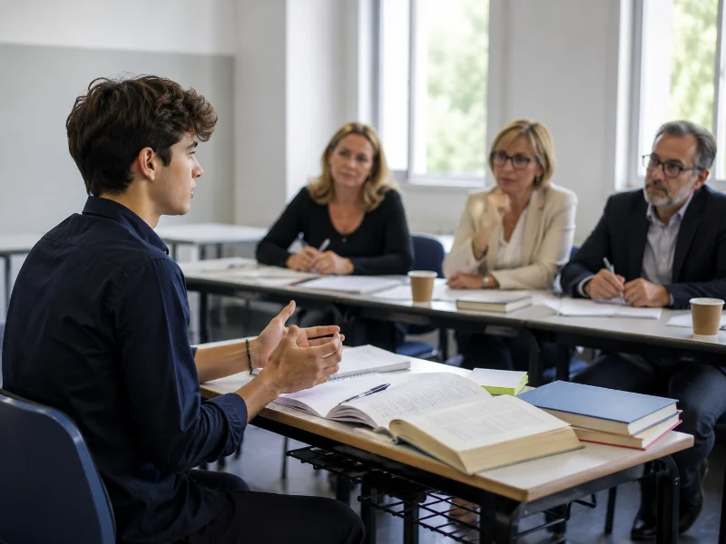 Studente durante il colloquio orale della maturità 2026