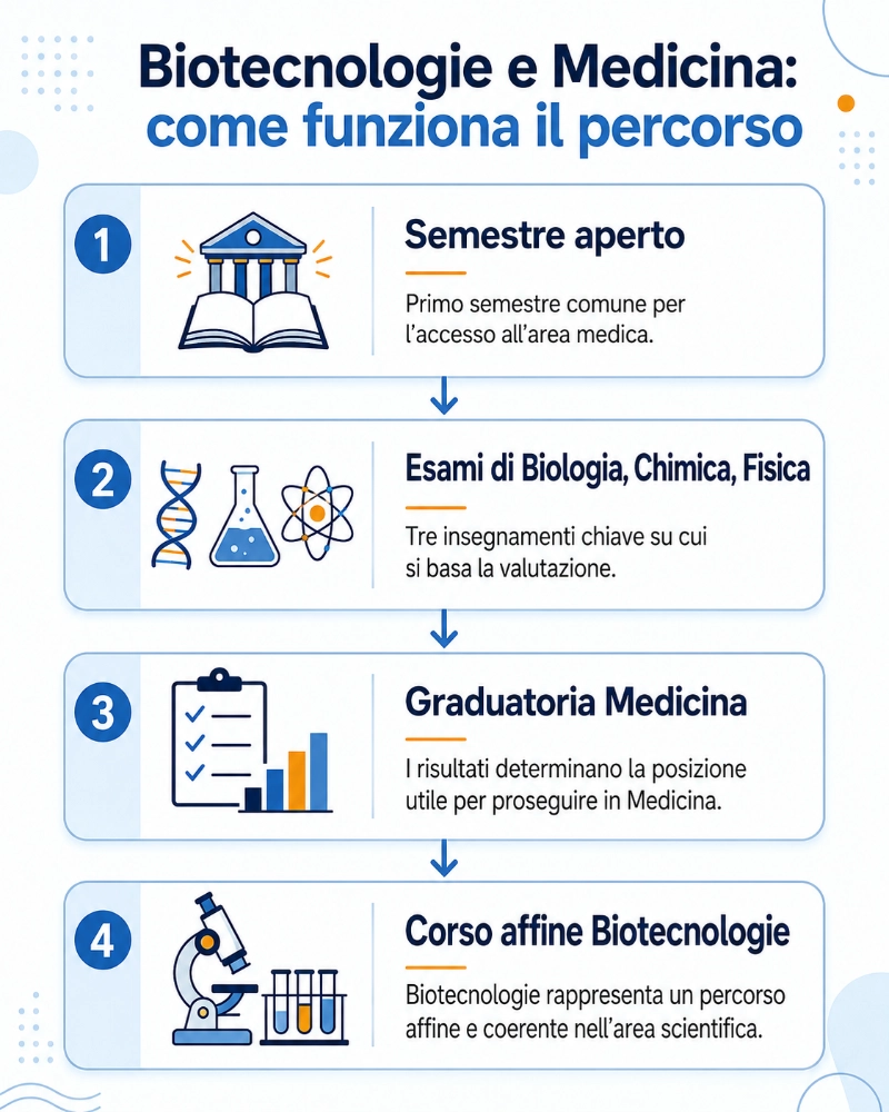 infografica su biotecnologie corso affine medicina e semestre aperto