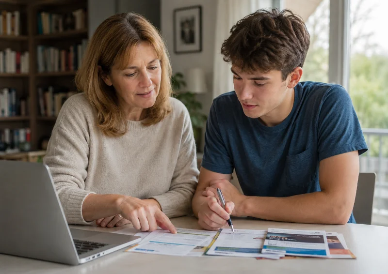 Genitore e studente che valutano insieme cosa fare dopo la Maturità