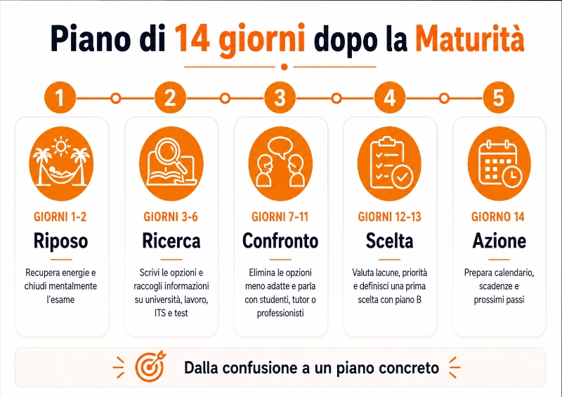 Piano pratico di 14 giorni per scegliere cosa fare dopo la Maturità