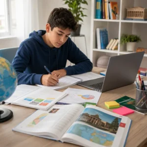 studente che organizza il programma terza media